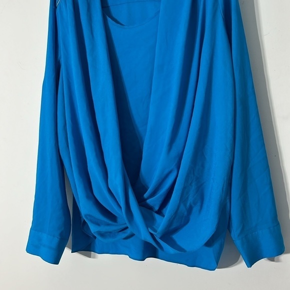 Calvin Klein bold brilliant blue drape front long sleeve blouse plus size 0X - Picture 4 of 9